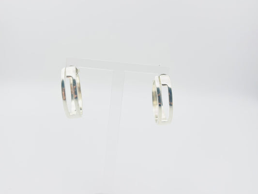 GUCCI Gucci Square G Logo Hoop 925 Silver Earrings