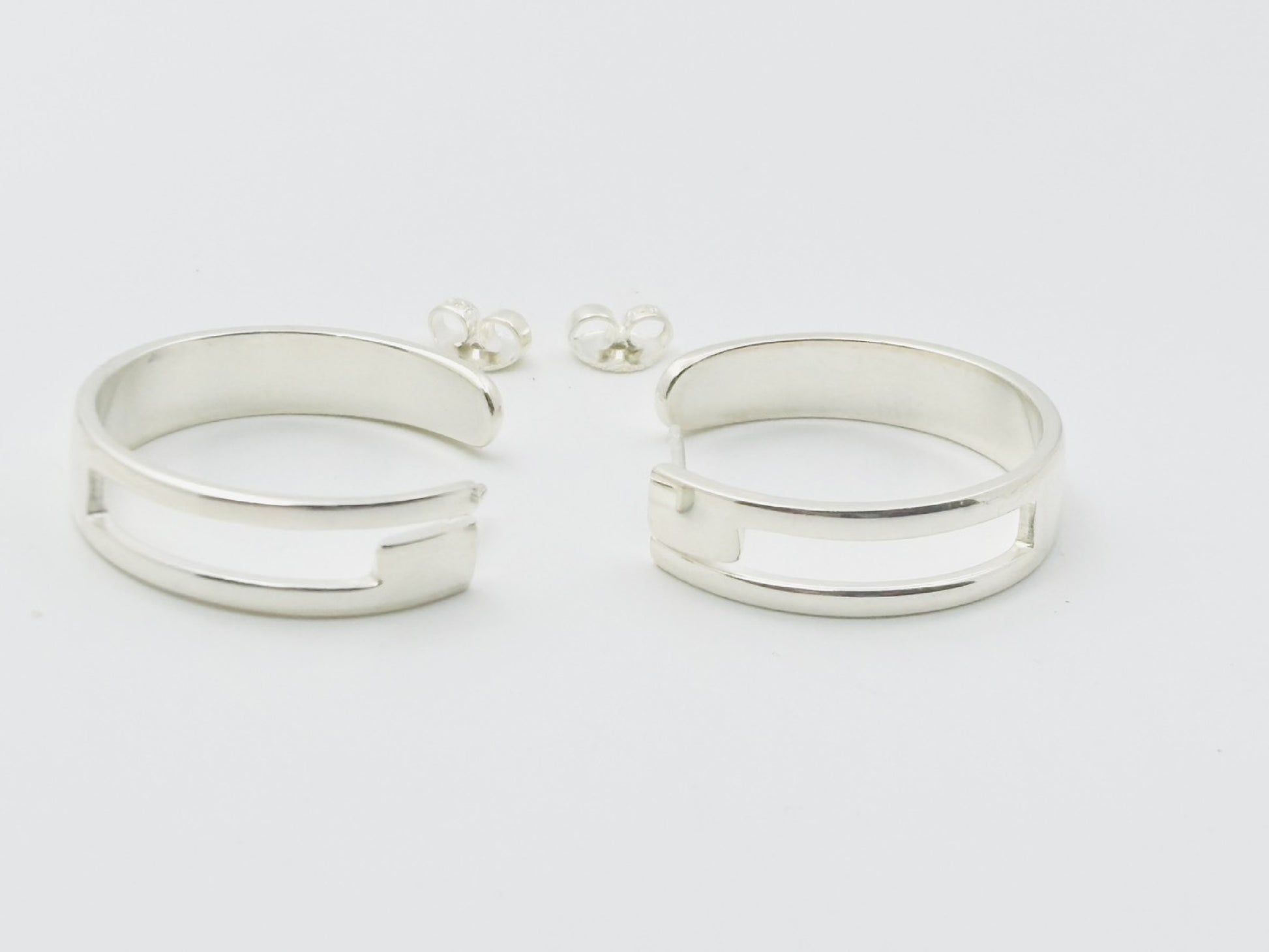 GUCCI Gucci Square G Logo Hoop 925 Silver Earrings