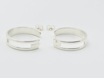 GUCCI Gucci Square G Logo Hoop 925 Silver Earrings