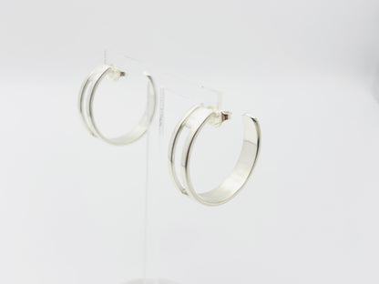 GUCCI Gucci Square G Logo Hoop 925 Silver Earrings