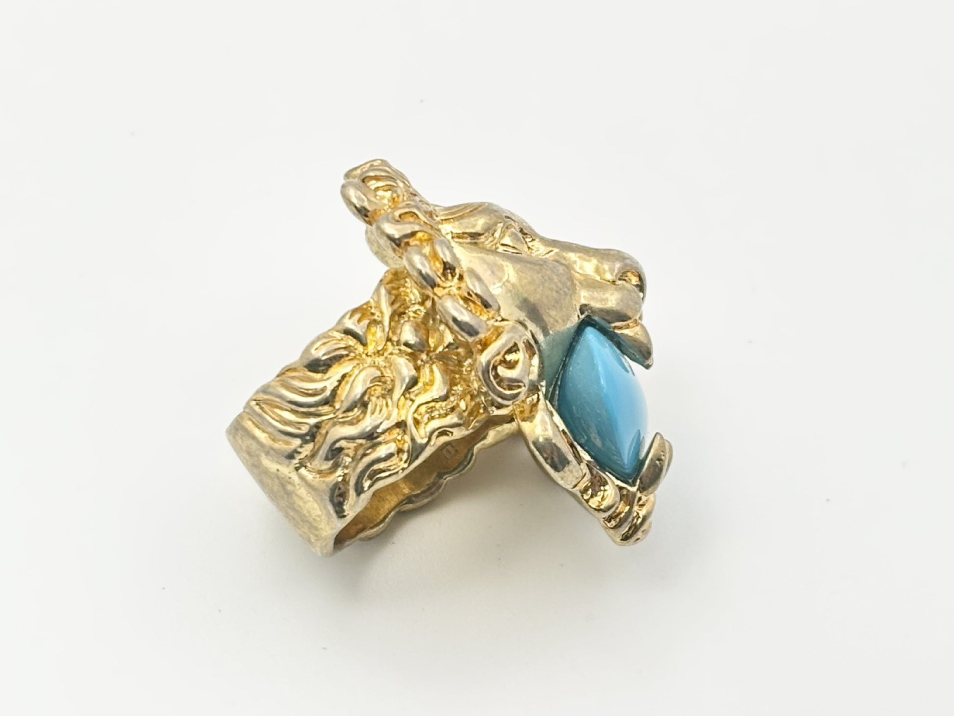 GUCCI Gucci Lionhead #L Colored Stone Turquoise Gold Ring