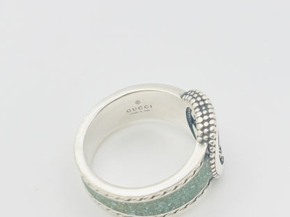 GUCCI Gucci Interlocking G Enamel 925 #14 Green Mosaic Ring