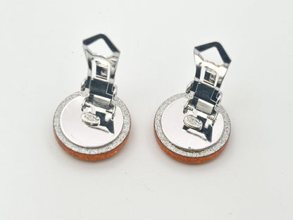 CHANEL Cocomark Round 00A Resin Lamegritter Orange Earrings