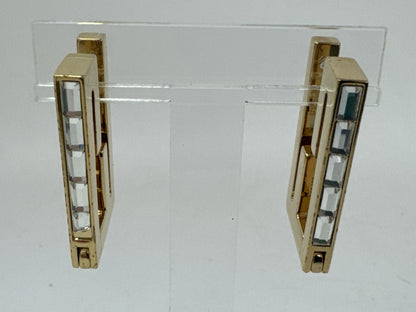 FENDI FF Logo Baguette Rhinestone Earrings OB3422
