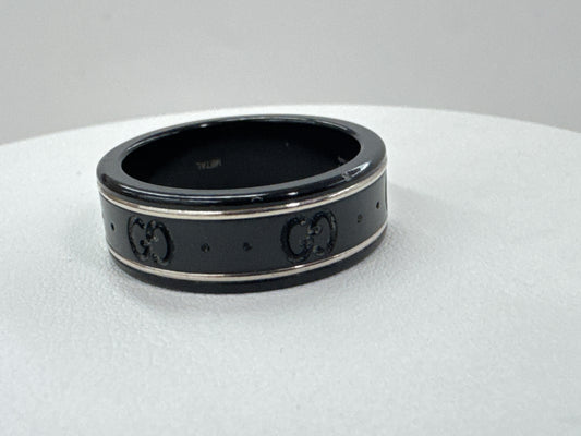 GUCCI Black Ceramic #17 WG 750/Metal 2.5g Ring 