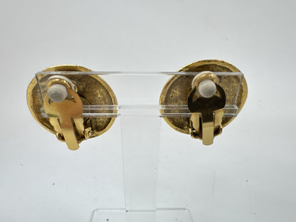 CHANEL Clear Stone Round Earrings