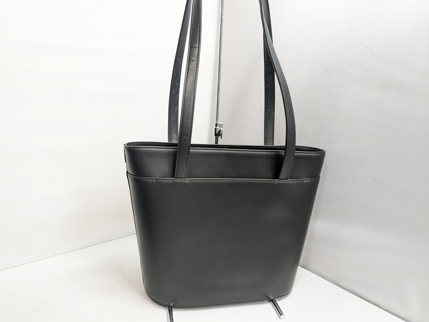 BURBERRY Leather Check Tote Bag