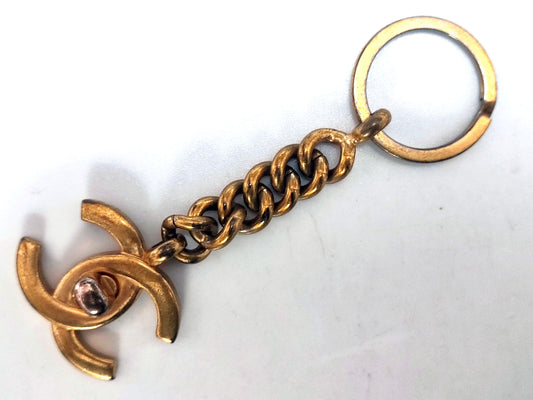CHANEL Coco Mark Turn Lock Keychain Key Ring 97P Charm
