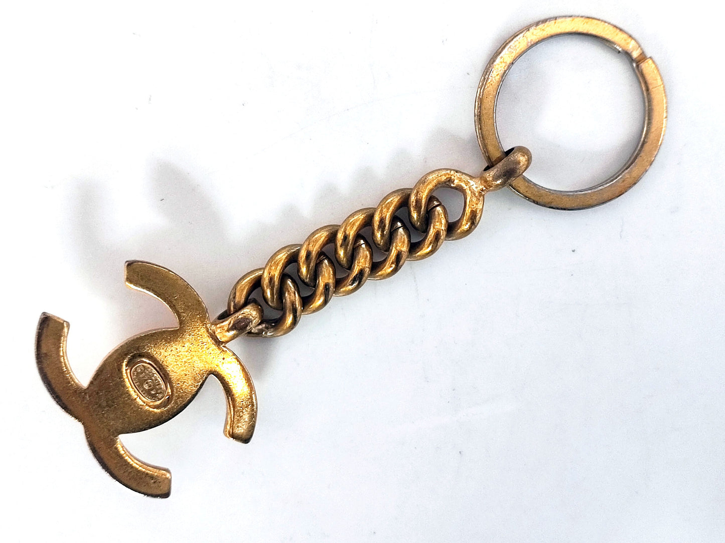 CHANEL Coco Mark Turn Lock Keychain Key Ring 97P Charm