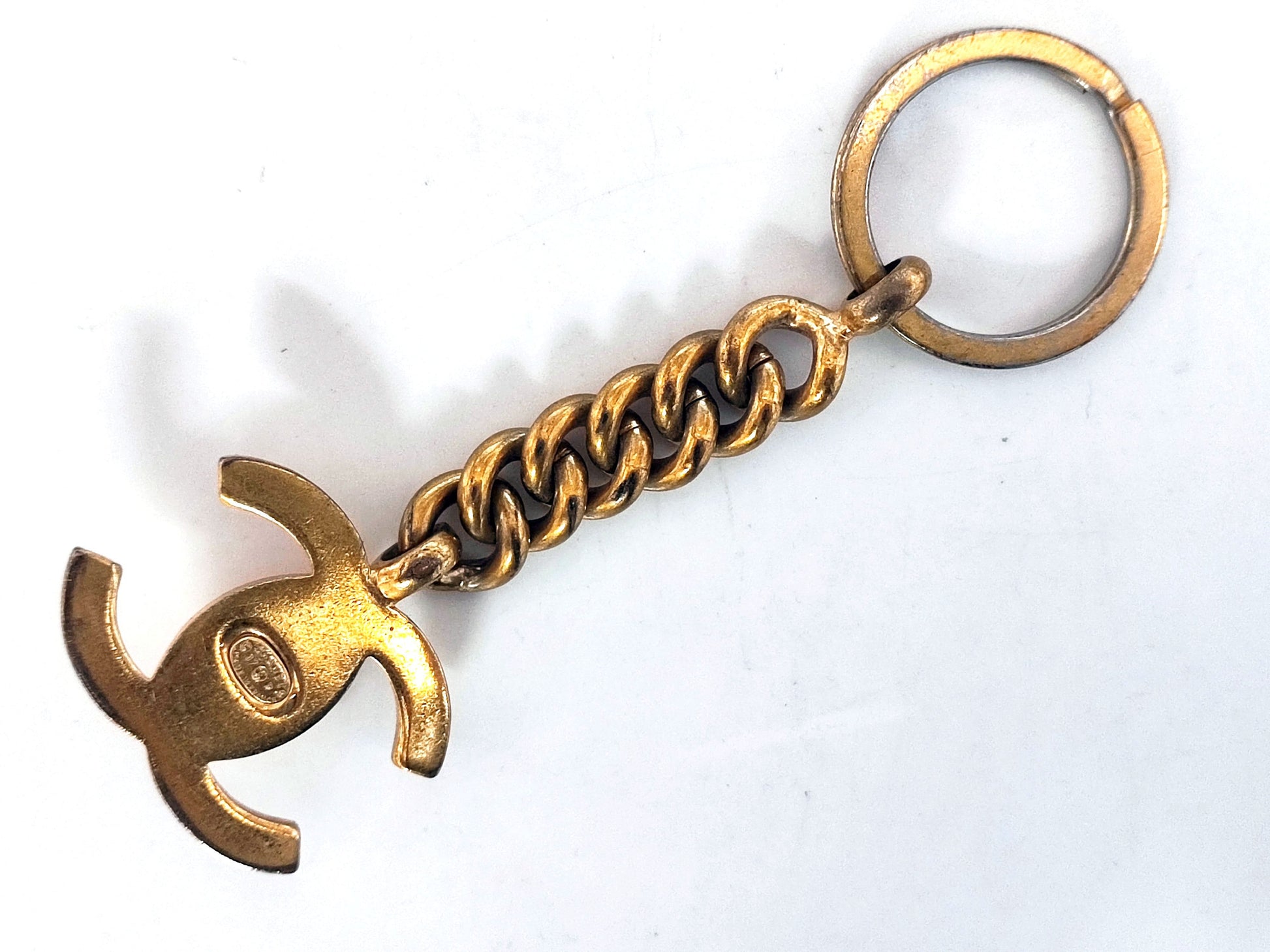 CHANEL Coco Mark Turn Lock Keychain Key Ring 97P Charm