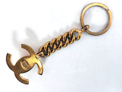 CHANEL Coco Mark Turn Lock Keychain Key Ring 97P Charm