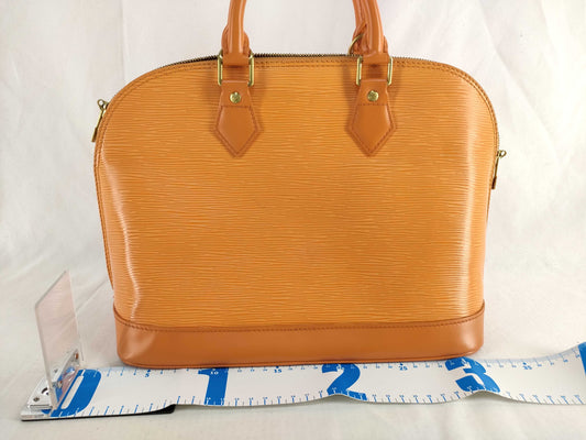 LOUIS VUITTON Epi LV Alma Handbag Pimon Orange Leather Women's Handbag