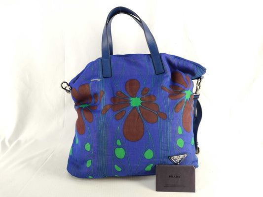 PRADA PRADA Saffiano Flower Shoulder Bag 2way Hand Botanical Handbag