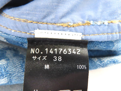 VIVIENNE TAM 2024SS Giant Dragon Denim Jacquard Dress with Chinese Detail and Raw Hem, Indigo, Other Apparel