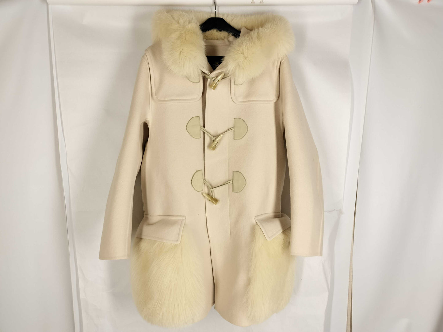 Drawer 6525-234-0380 Duffle Coat, Fox Fur, Ivory