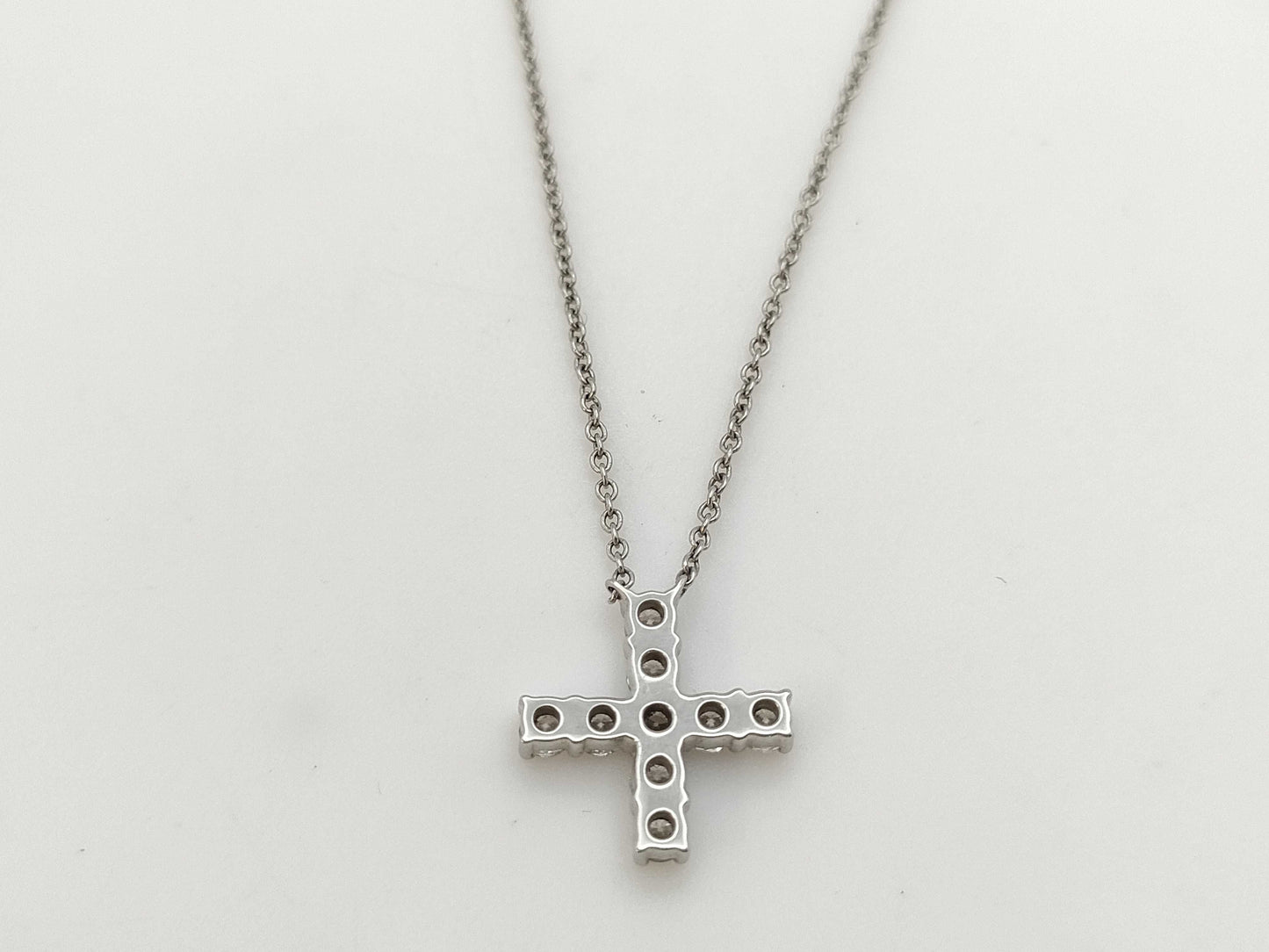 HARRY WINSTON Mini Cross Diamond Pt950 3.6g Necklace 