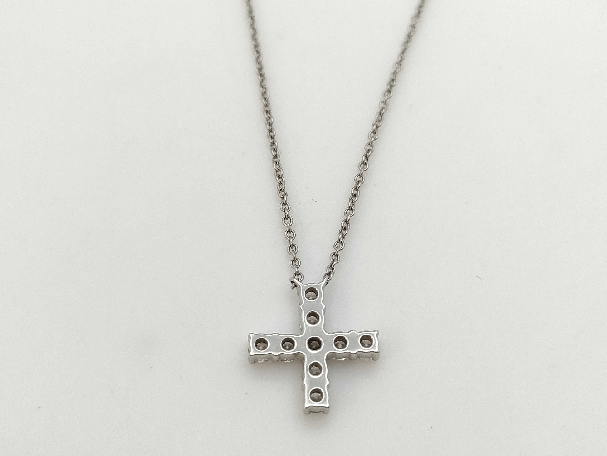 HARRY WINSTON Mini Cross Diamond Pt950 3.6g Necklace 