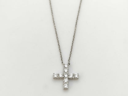 HARRY WINSTON Mini Cross Diamond Pt950 3.6g Necklace 