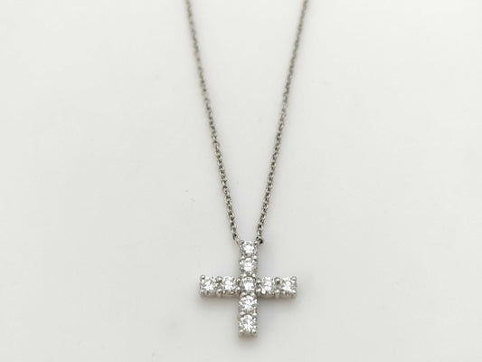 HARRY WINSTON Mini Cross Diamond Pt950 3.6g Necklace 