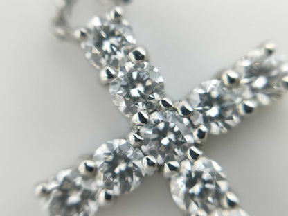 HARRY WINSTON Mini Cross Diamond Pt950 3.6g Necklace 