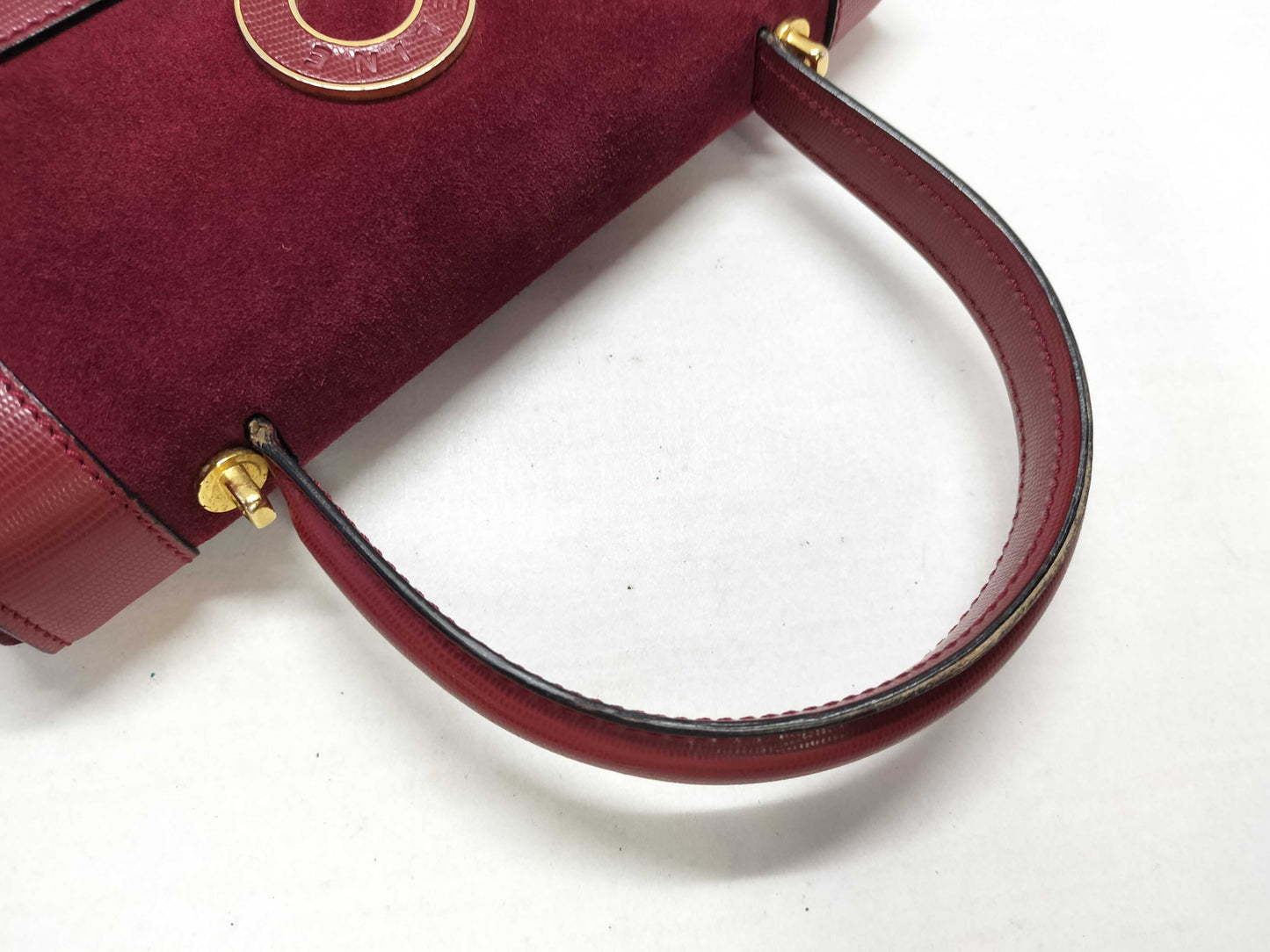 CELINE Celine Suede Top Handle Bag 2way Storage Bag Red Handbag