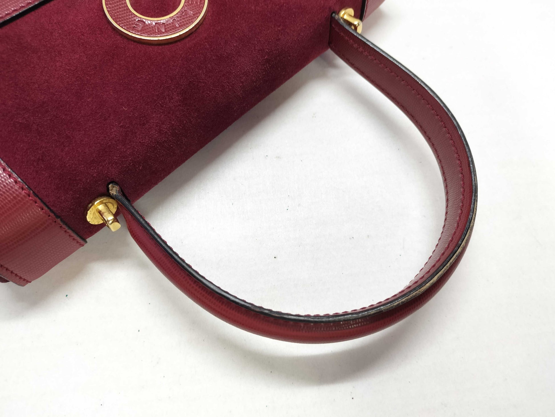 CELINE Celine Suede Top Handle Bag 2way Storage Bag Red Handbag