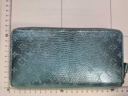 LOUIS VUITTON Louis Vuitton Metallized Blue Lizard Monogram Zippy Wallet Long Wallet Wallet
