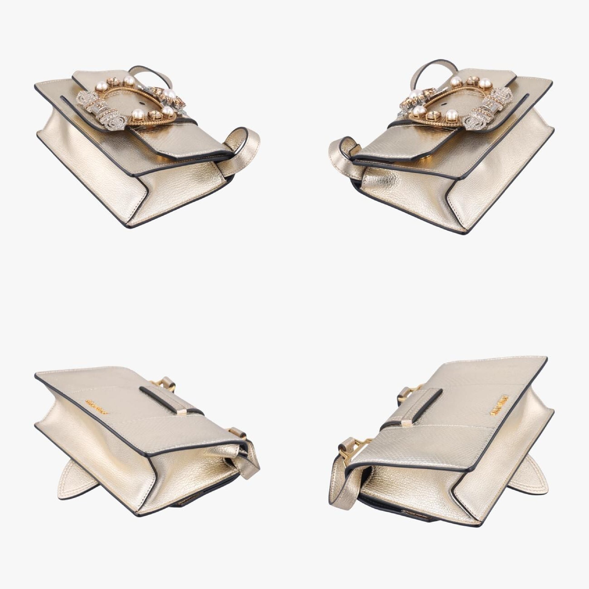 miu miu Miu Mew Lady Light Gold Leather 5BH609235 Shoulder Bag