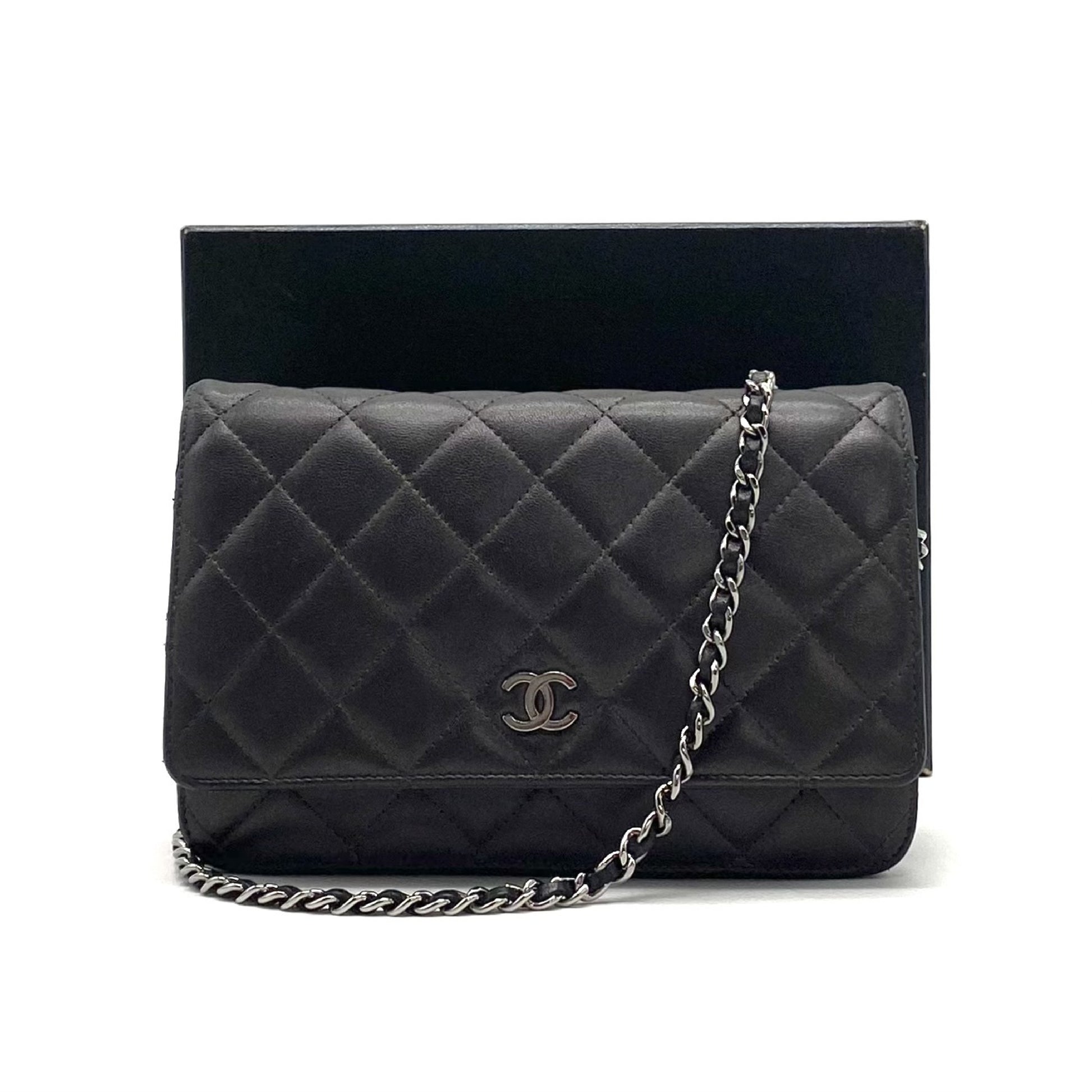 CHANEL Matelasse Coco Mark Lambskin Chain Wallet Shoulder Bag