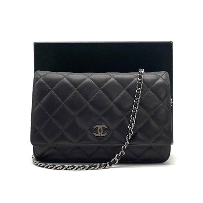 CHANEL Matelasse Coco Mark Lambskin Chain Wallet Shoulder Bag