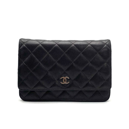 CHANEL Matelasse Coco Mark Lambskin Chain Wallet Shoulder Bag