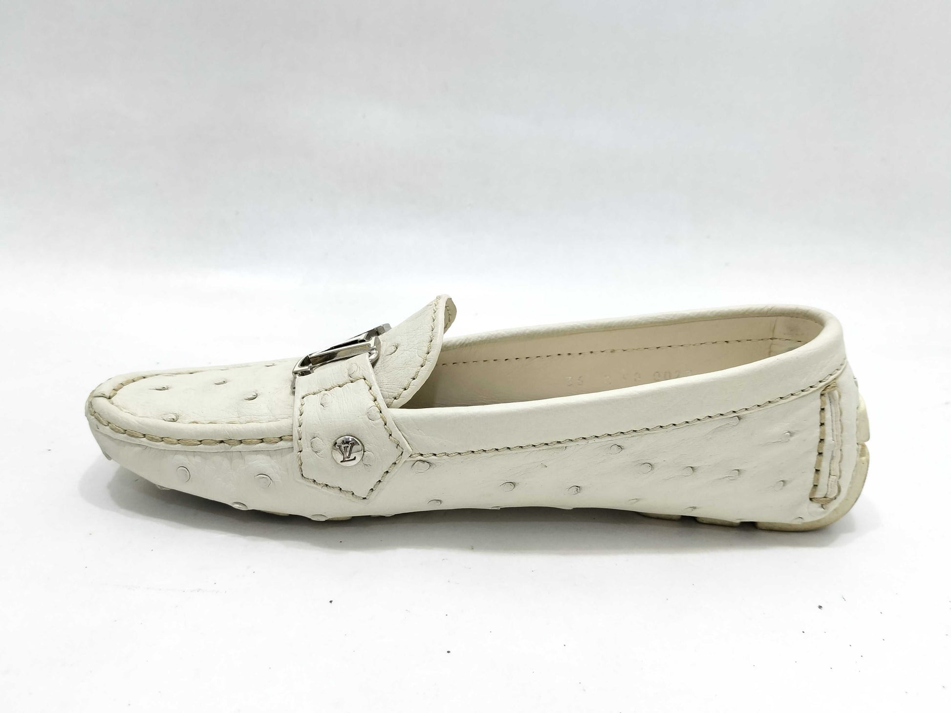 LOUIS VUITTON Ostrich Loafers White Other Shoes