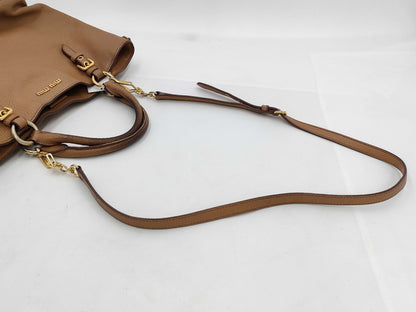 Miu Miu Leather 2-Way Handbag Brown Handbag