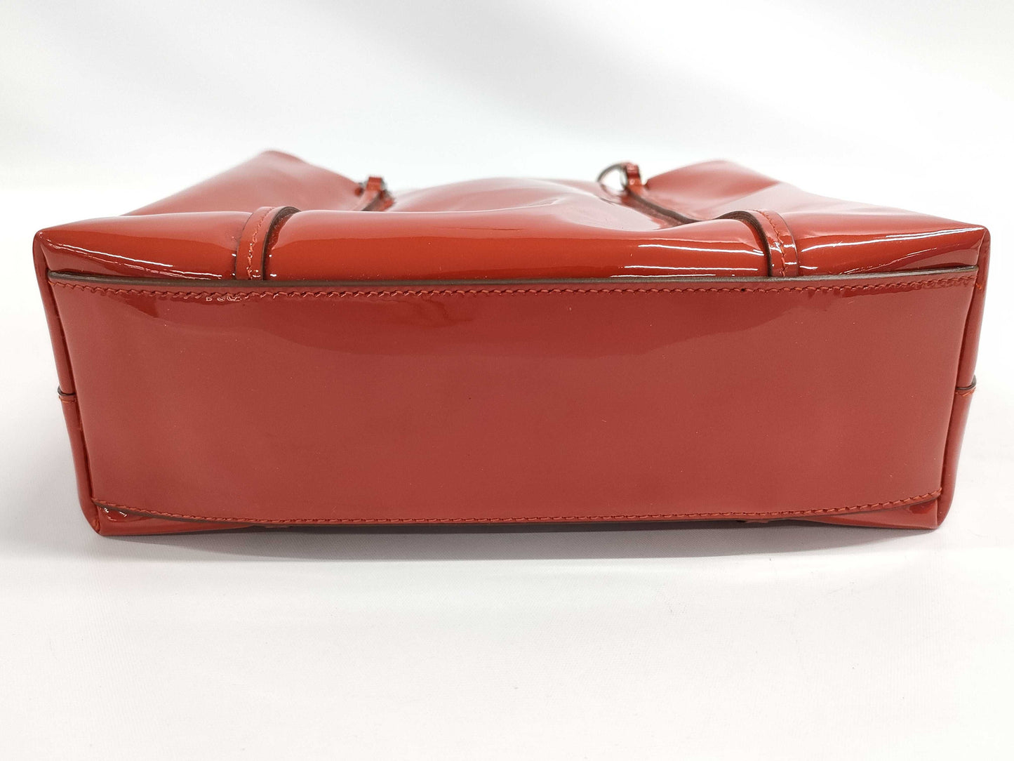 PRADA Dark Orange Enamel Mini Tote Bag