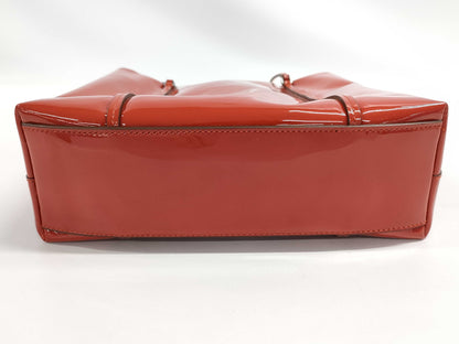 PRADA Dark Orange Enamel Mini Tote Bag