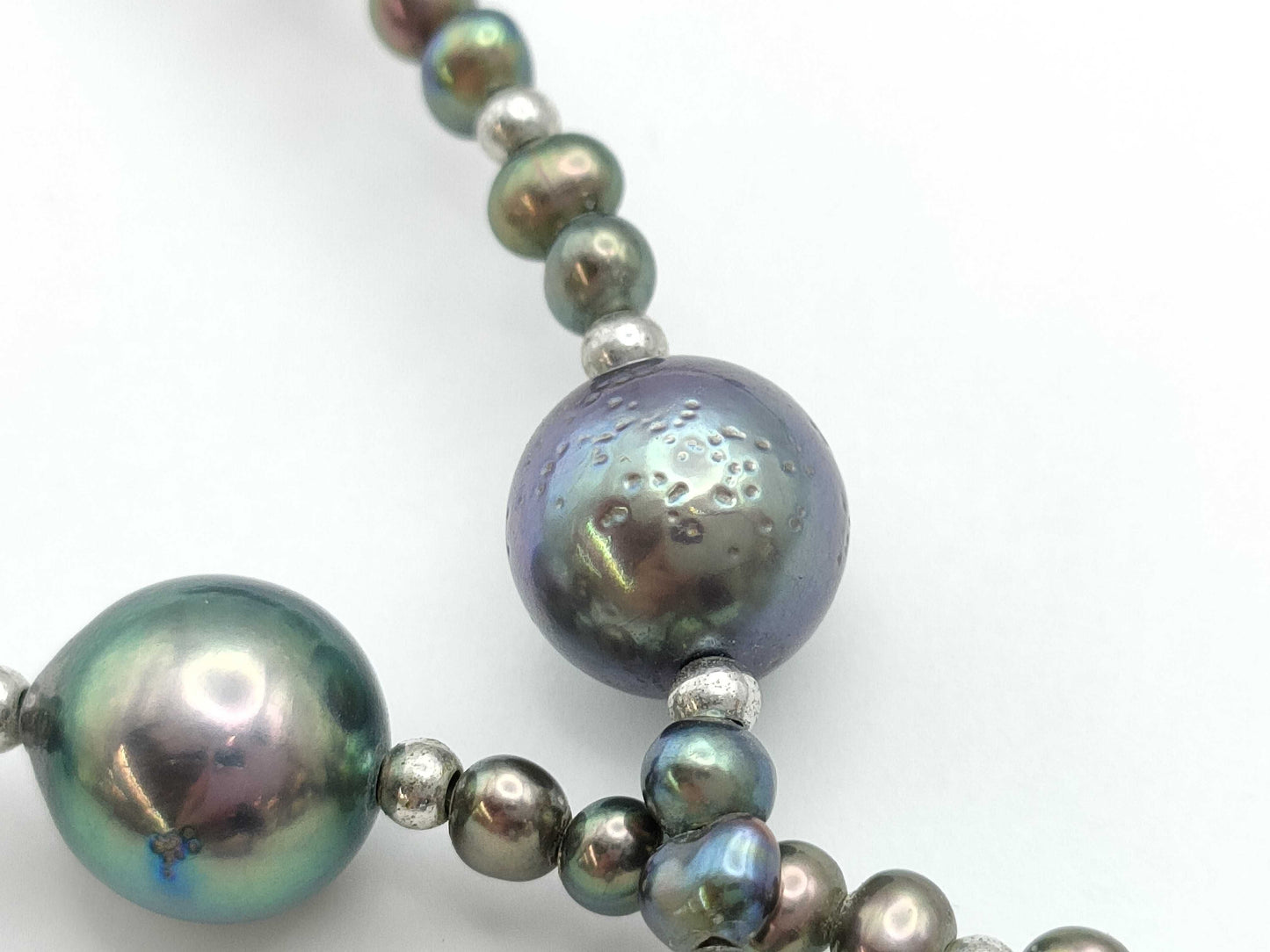 Semi-Round Pearl Necklace 3.0-7.6mm Diameter, 38.6g