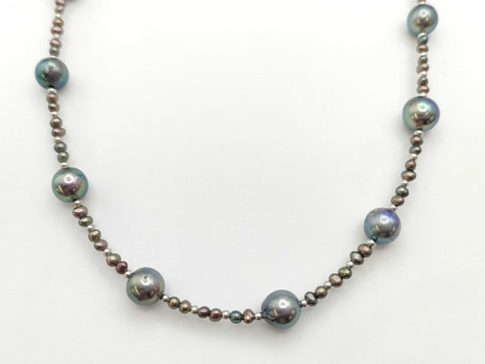Semi-Round Pearl Necklace 3.0-7.6mm Diameter, 38.6g