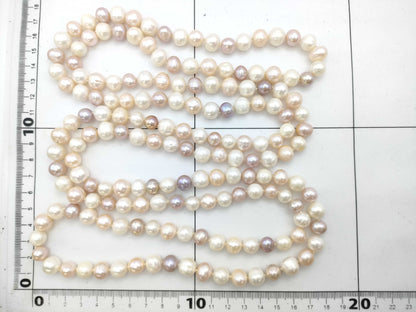 Long Semi-Round Pearl Diameter Approx. 8.4-11.2mm 219.4g Necklace 