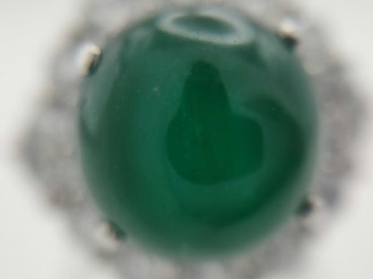 Emerald Cat's Eye 10.24ct D2.78ct Pt900 17.1g Ring 