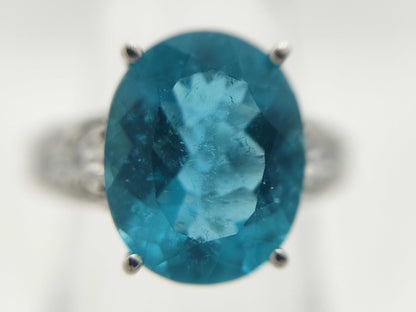 Paraiba Tourmaline 3.719ct D1.26ct Pt950 8.0g Ring 