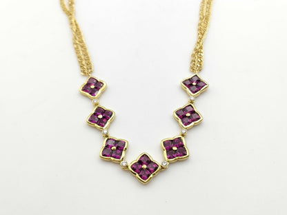 Colored Stone 10.15ct D0.26ct K18 17.4g Necklace 