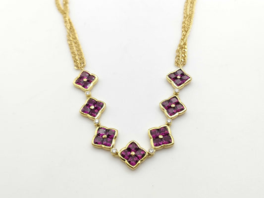 Colored Stone 10.15ct D0.26ct K18 17.4g Necklace 