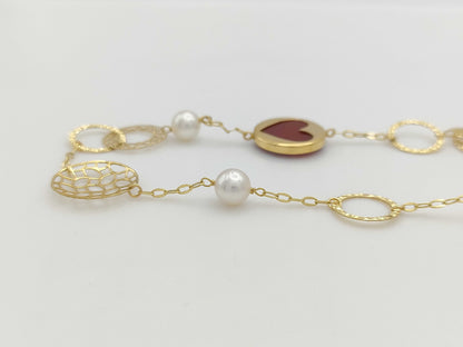 Station Stone Cameo Pearl Diameter Approx. 6.0mm K18 10.4g Necklace 