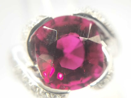 Rubellite 4.70ct D1.20ct Pt900 13.5g Ring 