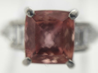 Imperial Topaz 3.72ct D0.80ct Pt900 8.3G Ring 