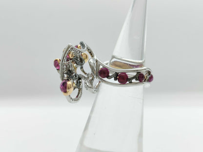 Colored Stone Diamond 6.52 Engraved 750 12.9g Ring 