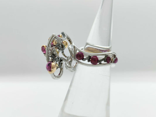 Colored Stone Diamond 6.52 Engraved 750 12.9g Ring 