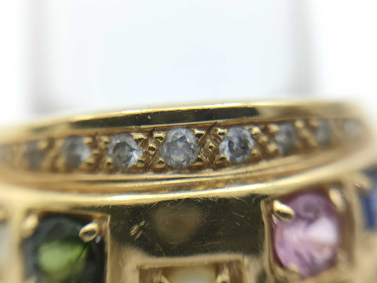 Colored Stone Diamond K18 9.0g Ring 