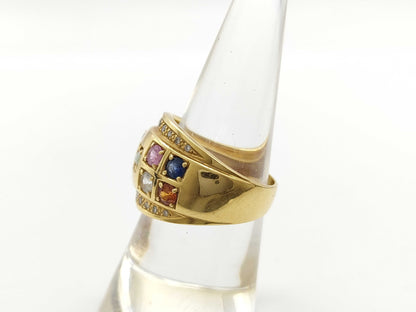 Colored Stone Diamond K18 9.0g Ring 
