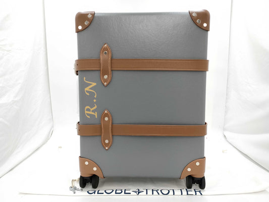 GLOBE-TROTTER Centenary 4-Wheel Carry-On Grey/Caramel Suitcase Carry Bag